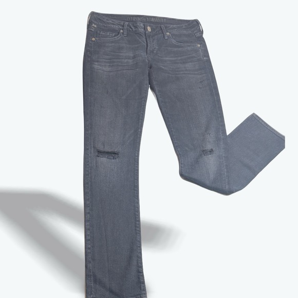 Women's Citizens Of Humanity Jeans, Distressed Charcoal Size 27 Bootcut Low Rise - Picture 1 of 11